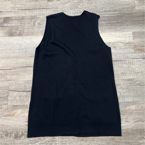Chicos Rabbit Hair Blend Cardigan Sweater Vest Size 2 Medium Black Minimalist - Picture 2 of 6